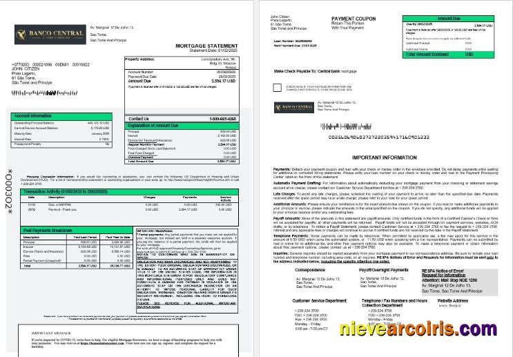 Sao Tome and Principe Banco Central de S.Tome e Principe mortgage statement in Word 1-2